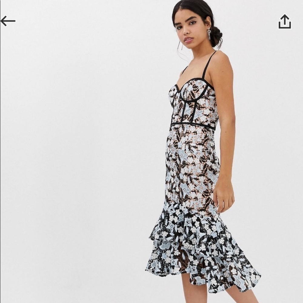 Jarlo Lace dress bustier gown corset midi ruffle